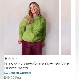 New LC Lauren Conrad Lime Green Cable Knit Sweater